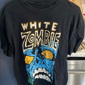 White zombie band tee with zombie graphic